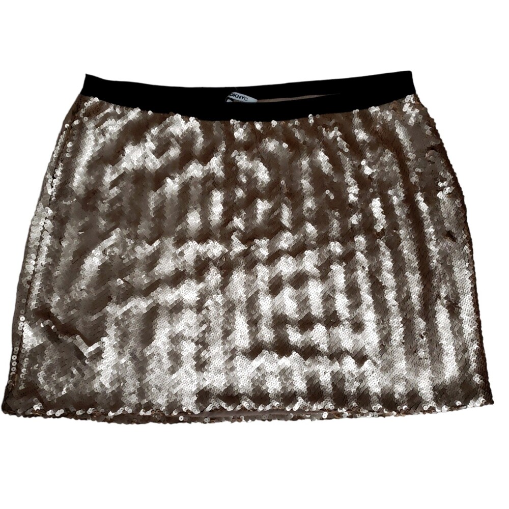 DKNYC Matte Gold Sequined Mini Skirt - Size 2x